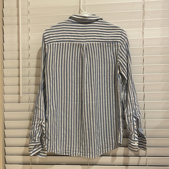 J.Crew women’s boy style shirt in cotton soft gauze blue & white stripes - Sz 4 - Picture 4 of 7